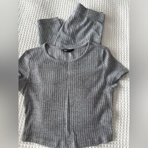 SHEIN Light Gray Ribbed Knit Set